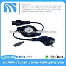 Europe 3pin retractable power cord for digital camera laptop